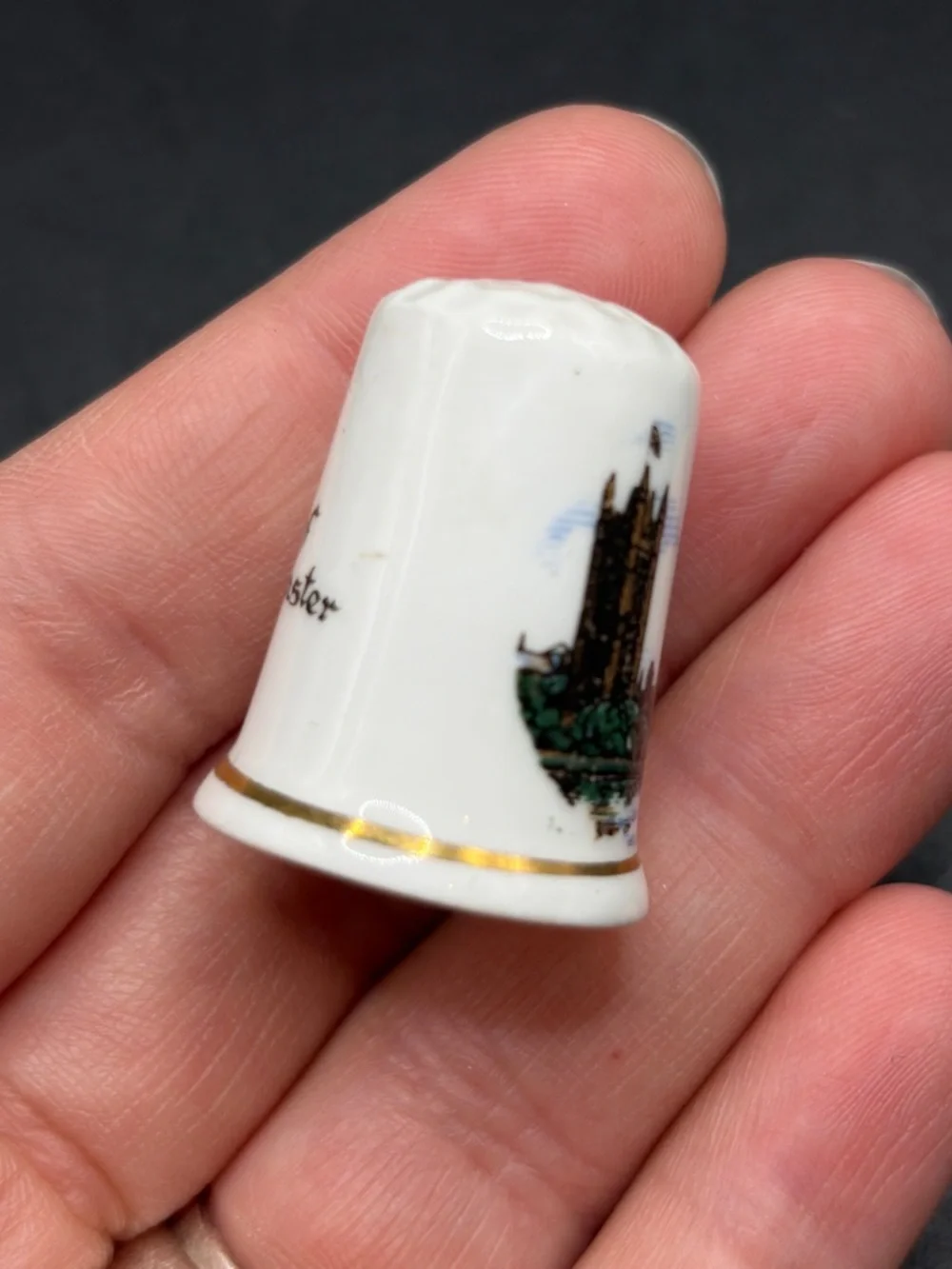 Vintage Great Britain Bone China Palace of Westminster Castle Thimble Trinket